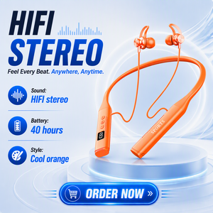 Kraftvoller Bass Stereo HIFI Orange 40+ Stunden Spielzeit Geräuschunterdrückung Mobiles Freisprechgerät Nackenbügel Sport-Kopfhörer Headset - Product Image 1