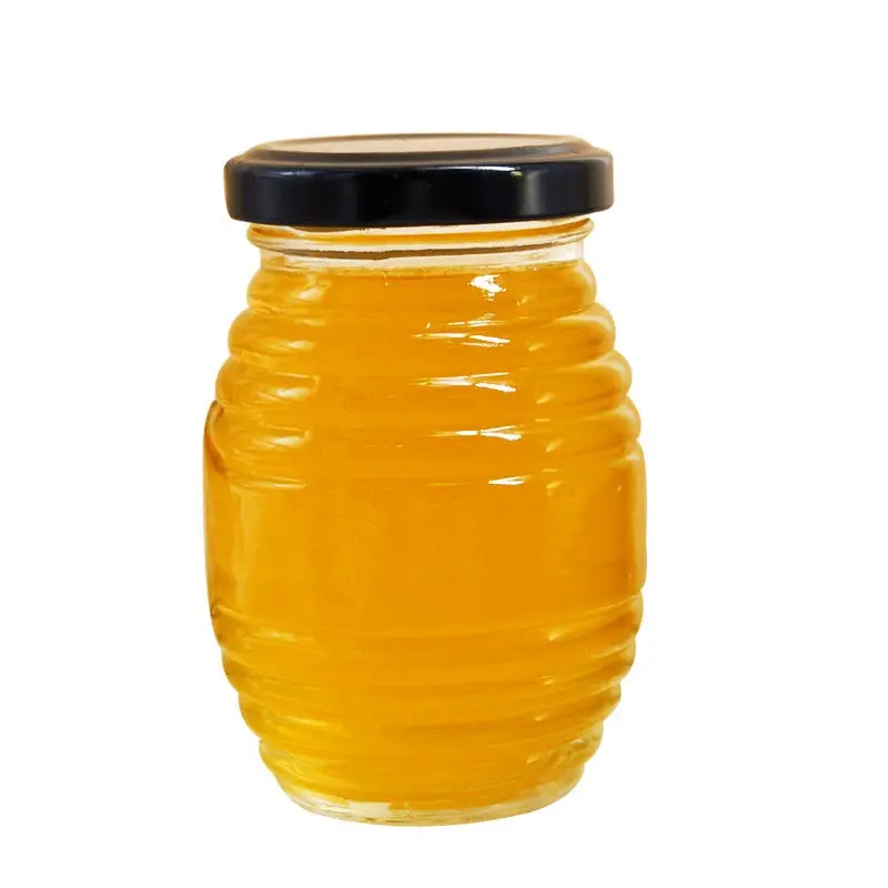 卸売100ml 180ml 350ml 750mlハニカム形状蜂蜜収納ガラス瓶缶蓋付き
