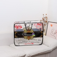 Sac de rangement transparent en PVC pour literie avec cadre en fil d'acier coloré, imprimé en héliogravure, avec cordon de serrage pour couettes et couvertures