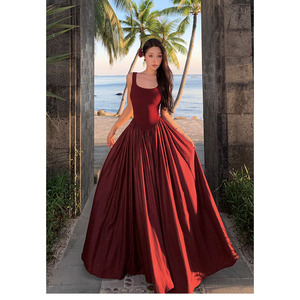 Nuovo abito Vintage elegante senza spalline in tinta unita <span class=keywords><strong>abbigliamento</strong></span> da donna - Product Image 1