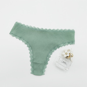 Tangas de algodón acanalado para mujer, de talle bajo, suaves y elásticas, ropa interior cómoda de talla grande, lencería íntima femenina al por mayor - Product Image 4