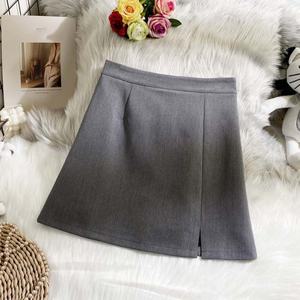 Jupe courte fendue taille haute polyvalente coupe trapèze pour femme grande taille – Collection Hiver - Product Image 4