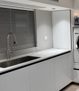 Mobile <span class=keywords><strong>Lavanderia</strong></span> Moderno Personalizzato Tutto-in-Uno Bianco con Lavatrice, Asciugatrice e Lavandino Salvaspazio <span class=keywords><strong>per</strong></span> Arredamento <span class=keywords><strong>Lavanderia</strong></span> - Product Image 3