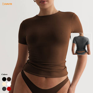 T-Shirt Aderente a Maniche Corte da Donna Y2K, Top Basic Sexy Elasticizzato per Streetwear e Outfit Quotidiani - Product Image 1