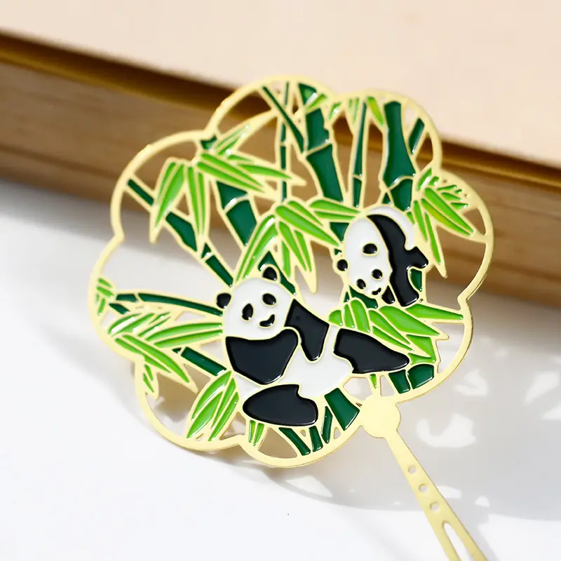 Stainless Steel Kuningan Hadiah Promosi Menggunakan Souvenir Logam Panda Bookmark