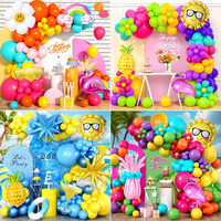 Kit d'arche de ballons en latex écologique personnalisé pour fête Hawaïenne ALOHA, décoration estivale, rentrée scolaire, anniversaire