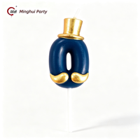 Marineblauer Gentleman-Zylinder mit Goldener Schnurrbart-Geburtstagskerze im Gentleman-Stil, Ziffern-Kuchenkerzen-Topper für Jungen, Männer, Väter