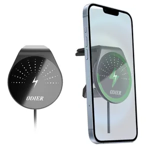 ODIER Universal ABS Magnetic Mobile Phone Stand with USB Connectivity 15W Suction Car Charger Portable Agnetic Wireless Chargers