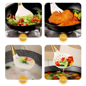 White Gold Silicone Kitchen Utensil Set 7 Pieces Multifunction Cooking Spatula Spoon Set For Frying Sheng Fishing - Product Image 1