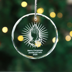Custom Logo <b>Engraved</b> Crystal Hanging Ornaments Sublimation Printing Glass Christmas Ornaments Gifts - Product Image 1