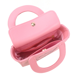 Classic Designer Custom Women's <b>Mini</b> Pink Floral Pattern PU Handbag with Metal Chain Decoration Design - Product Image 6