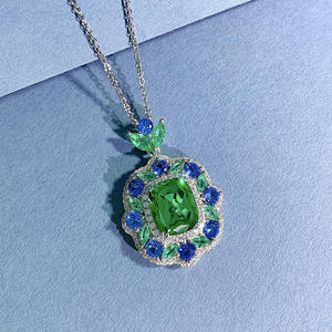 S925 joyería de plata 9*11mm simulación verde turmalina colgante collar Europa y América - Product Image 5