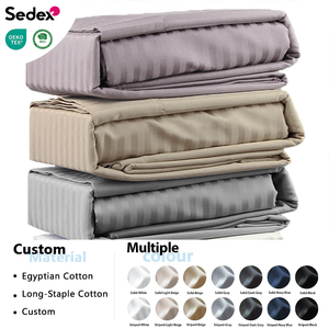 Set di Lenzuola/Copripiumino a Righe in Puro Cotone Egiziano 1000/1200/1600 Fili Personalizzato - Product Image 2