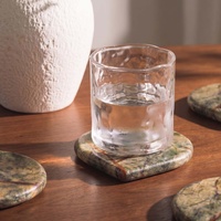 Ensemble de sous-verres en marbre vert naturel WeiVibe, forme organique, approvisionnement en gros OEM pour table basse de salon