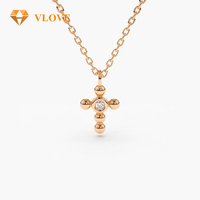 VLOVE kalung liontin modis perhiasan buatan tangan kustom kalung salib berlian bola kecil emas 14K