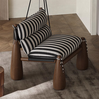 Fauteuil de baseball design en bois massif, style Mid-century Modern, pour salon, fauteuil individuel décontracté, mobilier de maison