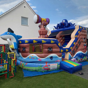 <span class=keywords><strong>Château</strong></span> gonflable combiné avec toboggan, gonflable pour l'extérieur, dauphin, pieuvre, bateau pirate, gonfiabili, maison gonflable, gonflable humide et sec - Product Image 4