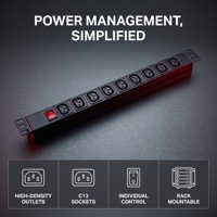 PDU 1U 19 pouces pour montage en rack, 8 prises IEC C13, unité de distribution d'alimentation 10A 250V, barrette d'alimentation en aluminium pour rack de serveur