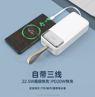Banque de puissance Offre Spéciale haute capacité 50000mah Banque de puissance de charge rapide 22.5W avec poignée de lanière de lumière LED Chargeur portable