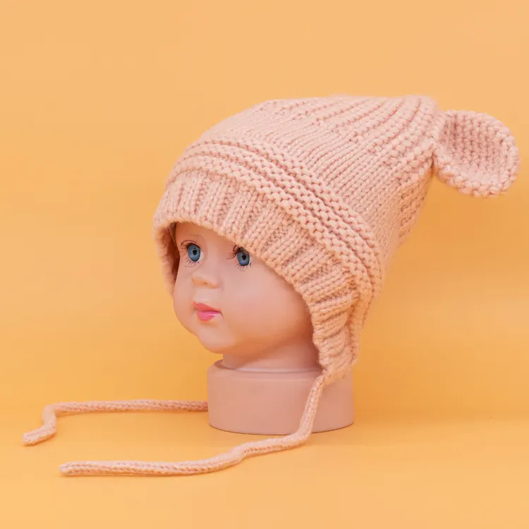 Warm Baby Headwear Knitted Unisex Girls Boys Hats Cute Cartoon Cat Ears Beanie