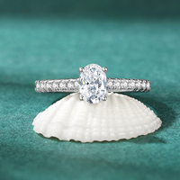 Bague en moissanite plaquée platine 1 carat de forme elliptique, bague de fiançailles tendance pour femme avec certification GRA