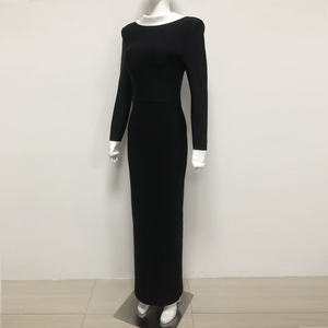 <span class=keywords><strong>Robe</strong></span> <span class=keywords><strong>longue</strong></span> moulante sexy à manches longues et dos nu, couleur unie, décontractée, de haute qualité, LS2749 - Product Image 4