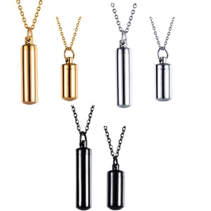 Pendentif Cylindre Urne Funéraire en Acier Inoxydable pour Cendres, Collier Commémoratif, Bijou, 3 Couleurs - Product Image 1