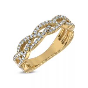 Solid 18K White Gold Intertwined Twist Band, Pave Set Lab Grown Diamond Braided Wedding Anniversary <b>Ring</b> for Women - Product Image 2