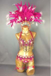 Penjualan Laris Kostum Karnaval Samba <span class=keywords><strong>Rio</strong></span> Seksi Kostum Tari Perut Baru dengan Bulu Kepala Potongan Rave Outfit - Product Image 6