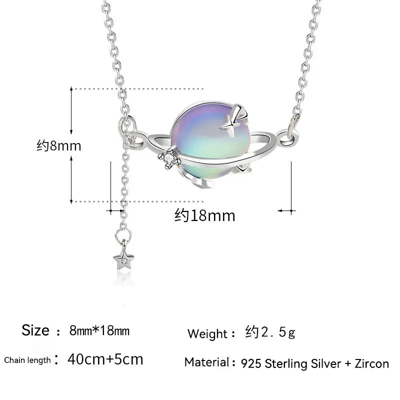 High Quality S925 Sterling Silver Moonstone Star Pendant Necklace Female Fashion Tassel Long Clavicle Chain Jewelry Necklaces