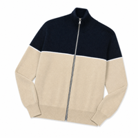Pull en laine mérinos pour femme, personnalisé, à blocs de couleur, entièrement zippé, tricoté, ODM OEM, vêtements en tricot pour femme