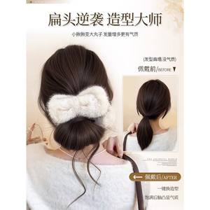 Pince à cheveux de marque nationale avec nœud moelleux pour chignon bas, usage quotidien, en soie K et soie P, design simple et élégant - Product Image 4