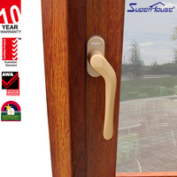 Ventana Corredera de Aluminio con Rotura de Puente Térmico Certificada NFRC Título 24, Diseño de Grano de Madera, Doble Acristalamiento, Herrajes Alemanes para Villa