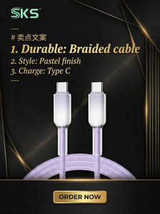 Câble USB Type-C tressé en nylon transparent à dégradé de couleurs, charge rapide PD, câble de charge rapide Type C <span class=keywords><strong>vers</strong></span> Type C pour téléphone portable et ordinateur portable - Product Image 2