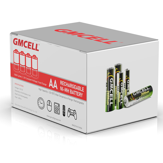 OEM Rechargeable AAA AA Batteries 1000mAh 2600mAh High Capacity 60pcs Pack