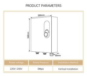 Chauffe-eau instantané mural électrique 14KW 240V à coque métallique pour salle de bain domestique - Product Image 5