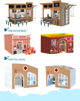 Équipement de terrain de jeu d'intérieur de maison de jeu de rôle en bois d'enfants faits sur commande d'affaires commerciales