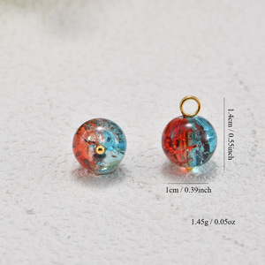 Botones de cristal estilo chino, redondos, imitación jade, con patrón floral, efecto craquelado, de dos tonos, para horquillas y accesorios de cheongsam. - Product Image 2