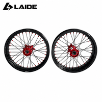 Jeu de roues Supermoto Sur Ron Ultra Bee 17 pouces 17x2.5 17x3.5 36 rayons Jantes en aluminium 7050T Moyeu rouge Anodisé noir pour moto tout-terrain électrique