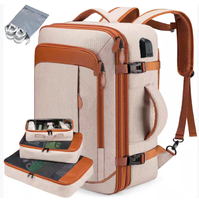 Sac à dos d'ordinateur portable unisexe personnalisé avec logo, pour voyage et avion, avec bandoulière arquée détachable, 36-59L, en polyester, avec fermeture éclair