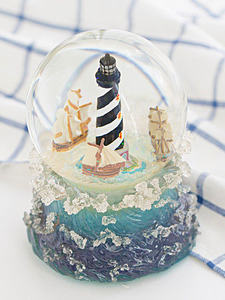 100Mm Nhựa Màu Xanh Thủy Tinh Quả Cầu Tuyết Tùy Chỉnh Thuyền <span class=keywords><strong>Snowglobe</strong></span> Với Nàng Tiên Cá Biển Ngọn Hải Đăng Tuyết Pha Lê Bóng Cho Món Quà Giáng Sinh - Product Image 4