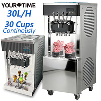 Mvckyi Machine à glace molle de comptoir 30L/H Ocean Power 2+1, pour coupes d'açaï mélangées, avec finition miroir, pour coupes glacées et coupes sundae