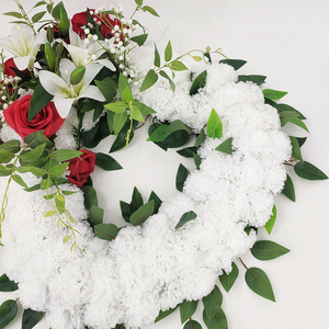 Arreglos florales funerarios <span class=keywords><strong>de</strong></span> alta calidad, corona <span class=keywords><strong>de</strong></span> clavel <span class=keywords><strong>de</strong></span> Rosa y corazón, corona <span class=keywords><strong>de</strong></span> flores artificiales, decoración <span class=keywords><strong>de</strong></span> cementerio - Product Image 3
