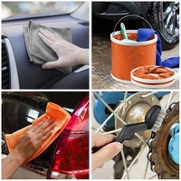 Kit de lavage de voiture 11 pièces Kit de détaillage automobile - Brosse en chenille détachable, chiffons en microfibre et outils de nettoyage des roues