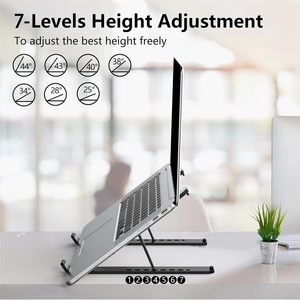 Support d'ordinateur portable pliable et réglable en aluminium, compatible avec MacBook, support portable pour ordinateur portable pour bureau - Product Image 2