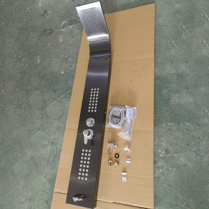 Columna de Ducha Montada en la Pared Water Droplet Sanitary Ware, Juego de Ducha Termostática de Acero Inoxidable 304, Acabado Negro - Product Image 2