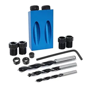 Túi lỗ Jig kit 15 độ góc khoan hướng dẫn thiết lập chế biến gỗ xiên lỗ định vị khoan bit lỗ DIY mộc công cụ