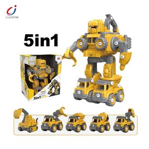 Camion Chengji à démonter, jouet de créativité en gros, 5 en 1, assemblage simulé, jouet de voiture transformable avec musique et éclairage - Product Image 1