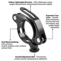 Pince de fixation rapide pour tige de selle de vélo en aluminium 6061-T6 usiné CNC sur mesure, anodisé couleur, avec levier de verrouillage réglable OEM