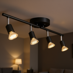 Kit d'éclairage sur rail LED à 4 lumières, bras rotatifs de 24,8 pouces, ampoules GU10 3000K pour exposition intérieure et utilisation dans le salon - Product Image 2